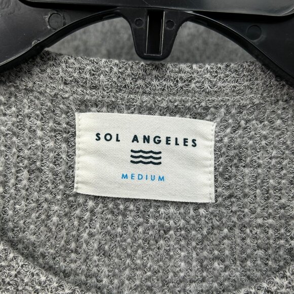 Sol Angeles Pullover Long Sleeve Thermal Henley Shirt Men's Size Medium Gray - Picture 3 of 9